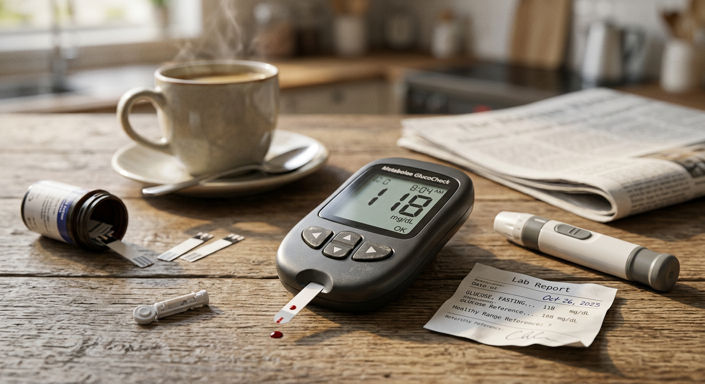 Blood glucose monitor showing improving readings