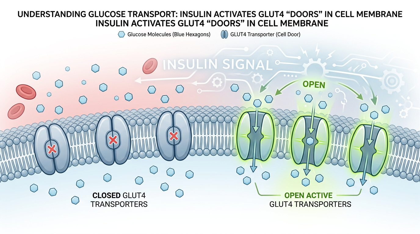 GLUT4 transporter mechanism at the cell surface