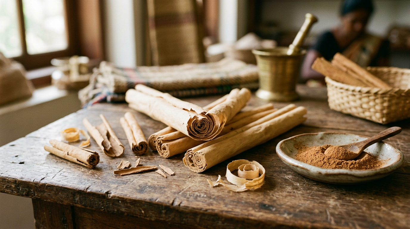 True Ceylon cinnamon, Cinnamomum verum, from Sri Lanka